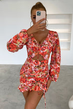 Load image into Gallery viewer, Floral Cutout Long Sleeve Mini Dress